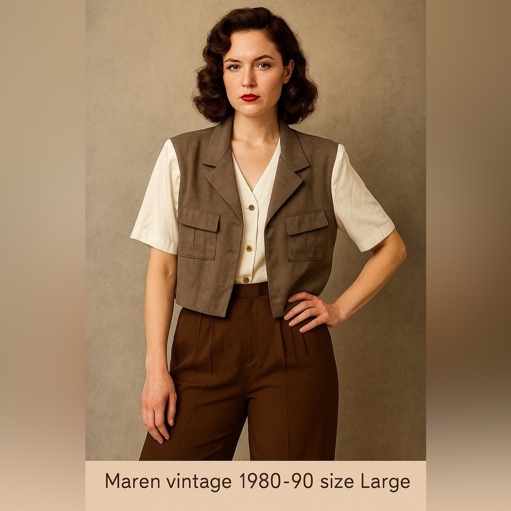 Vintage 80-90s Maren Blouse with Attached Vest Indiana Jones Safari vibe size L